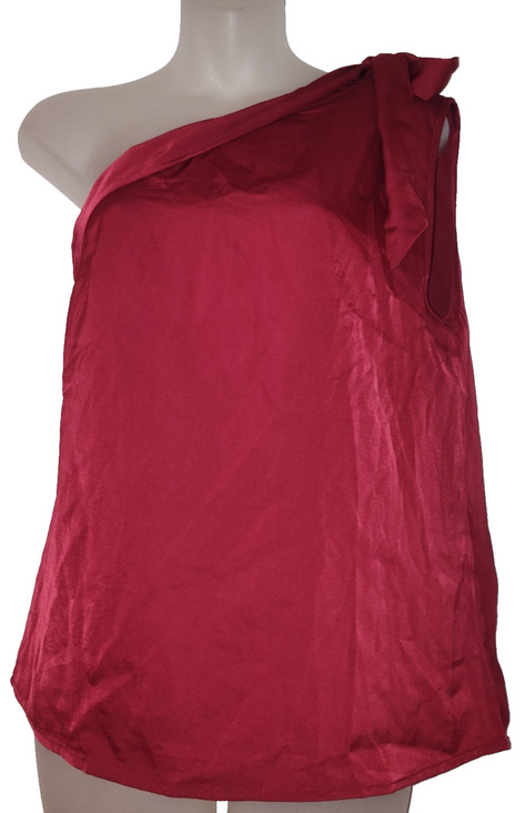 Unbranded Tops - Women’s Red One Shoulder Detail Asymmetrical Style Knot Top Size L BG22